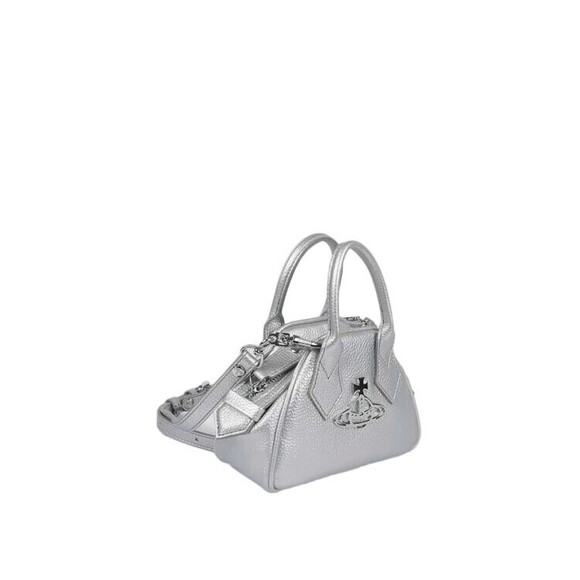 Vivienne Westwood Textured Silver Shoulder Bag With Trapezoidal Shape - NWT - Picture 2 of 3